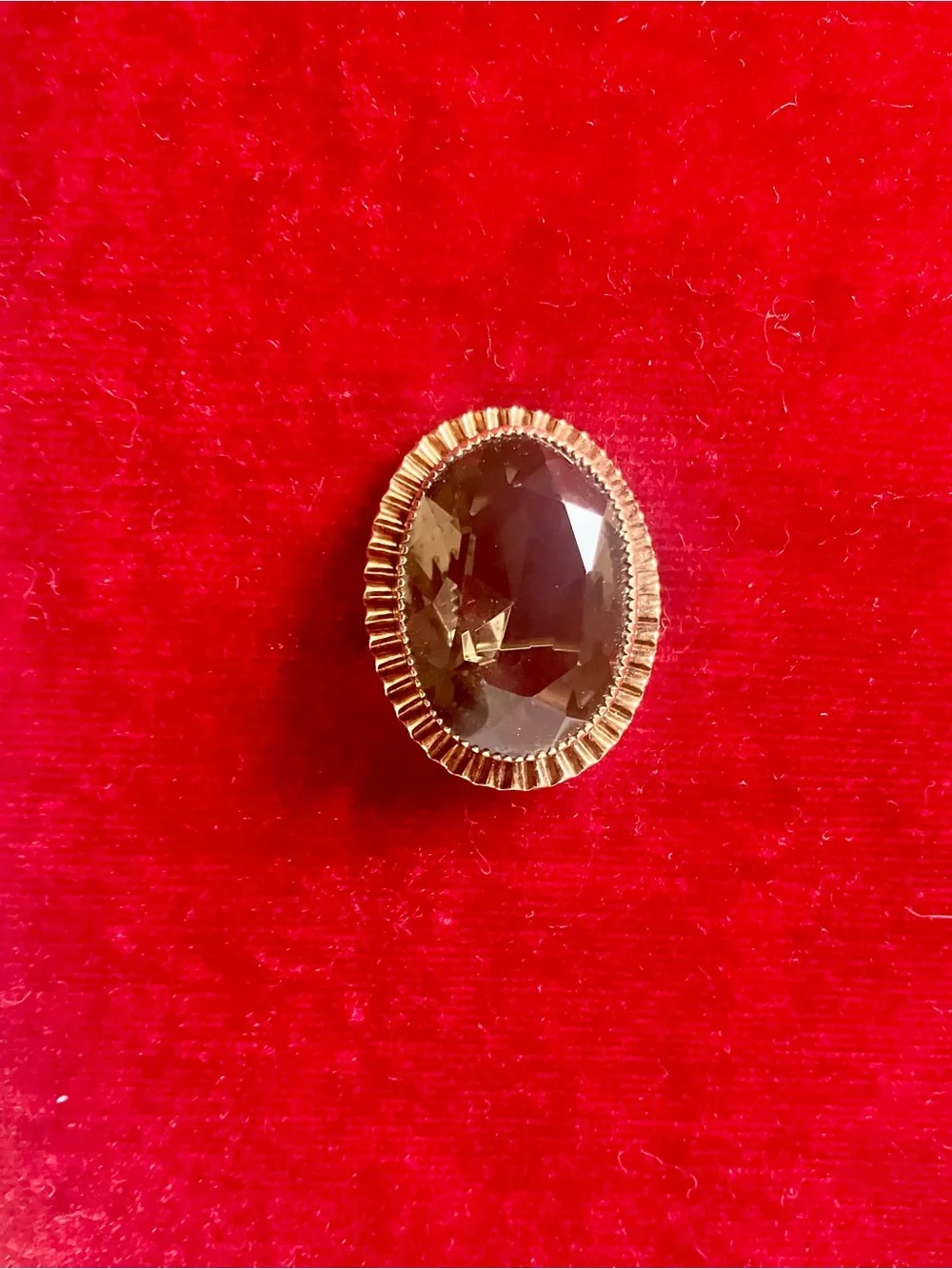 Vintage CATAMORE 1/20 12K GF Faceted Smoky Quartz Brooch Pin Oval Mid Century.